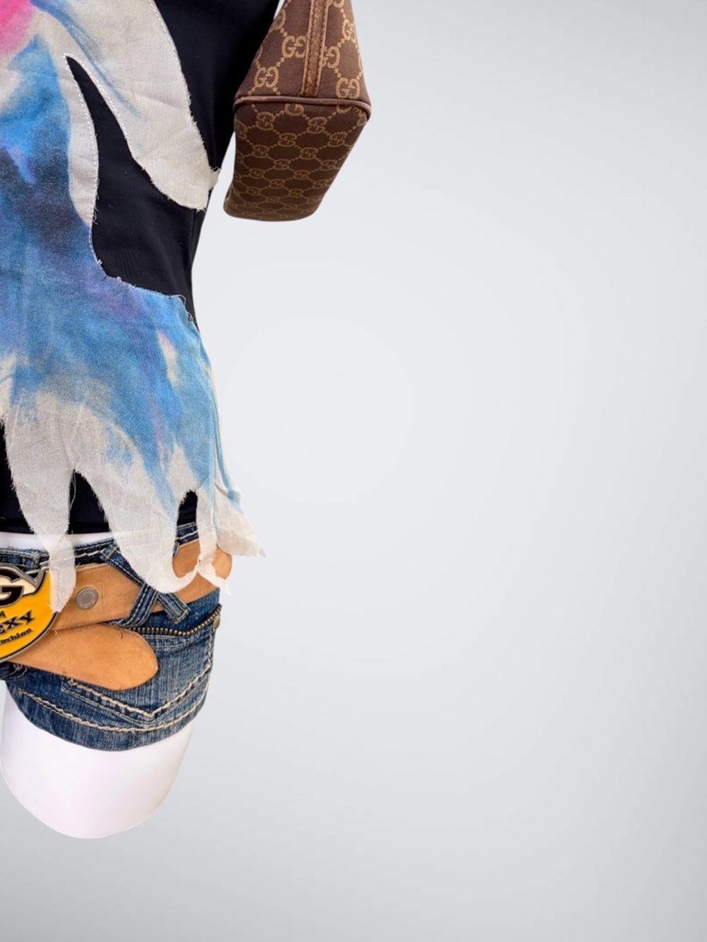 RARE Archival Vintage Moschino Betta Fish Graphic Top Distressed Mesh Overlay Y2 - Picture 3 of 13